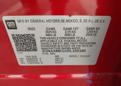 2024 Chevrolet Equinox Fwd Rs z USA, uszkodzony, nr VIN 3GNAXMEG1RL100189